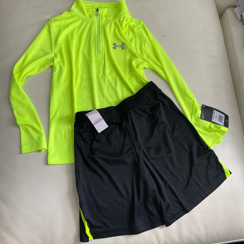 Under Armour Kids Bright Lime and Black Set 7234 - Picture 3 of 3
